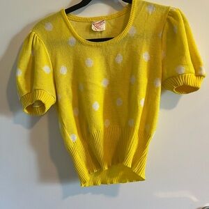Yellow Polka Dot Knit Top